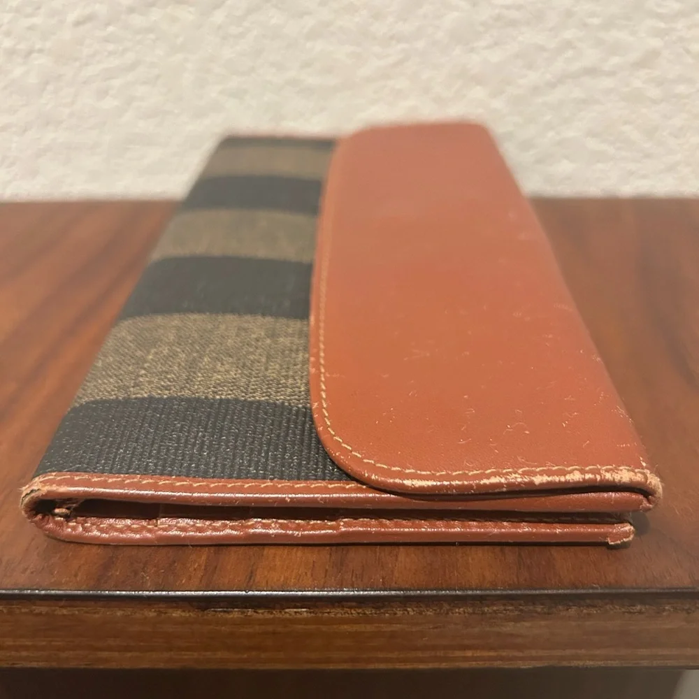 Fendi Brown & Black Pequin Stripe Long Wallet